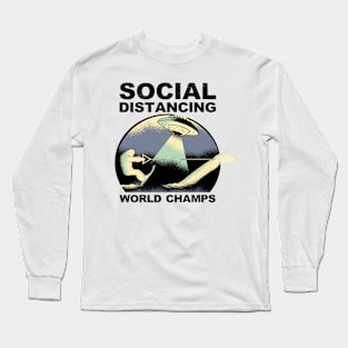 Social Distancing Word Champs Funny Bigfoot UFO Lochness Covid-19 Gifts Long Sleeve T-Shirt